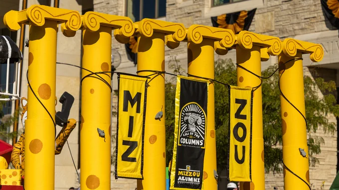 A float with Mizzou's columns 