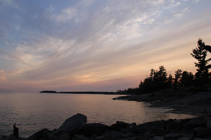  Sunset over the rocky Killbear shoreline