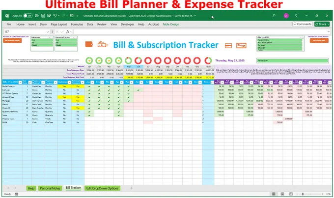 Ultimate Bill Planner & Expense Tracker Spreadsheet