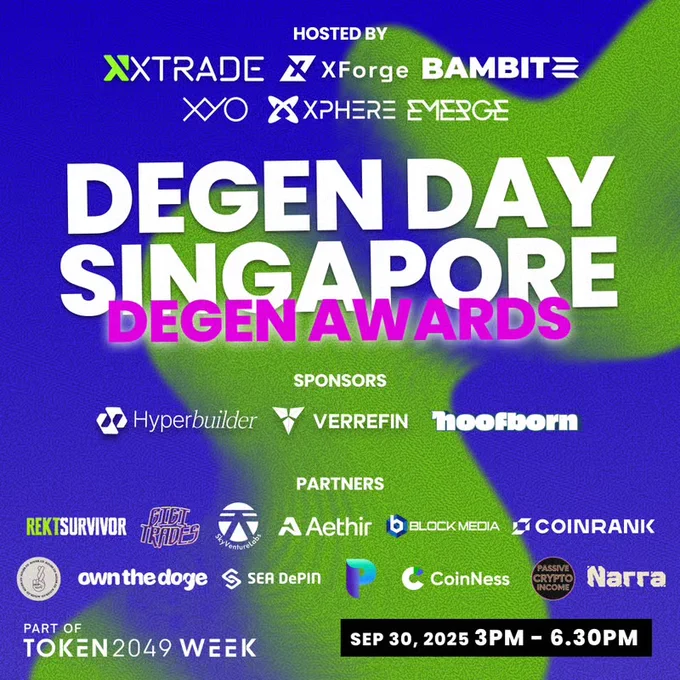 @BambitzRecords co-hosts #DegenDaySingapore #DegenAwards with @Xtrade.gg and @XForgeOfficial #Bambitz