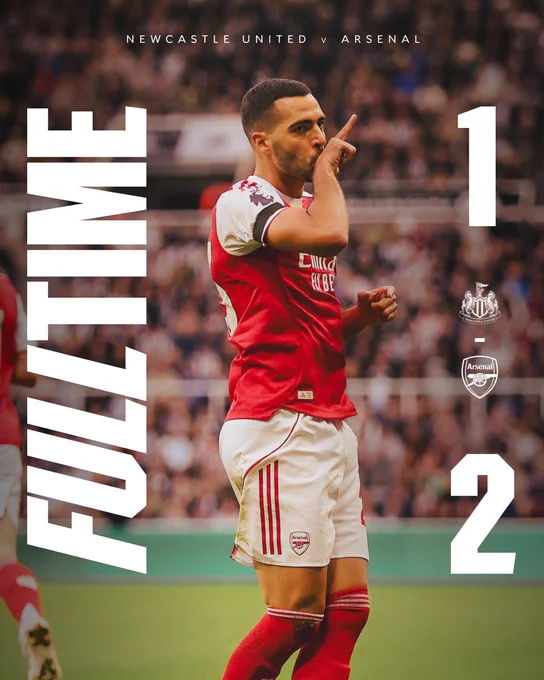 Full-time: Newcastle United 1-2 Arsenal