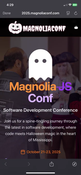 Magnolia JS conference website landing page