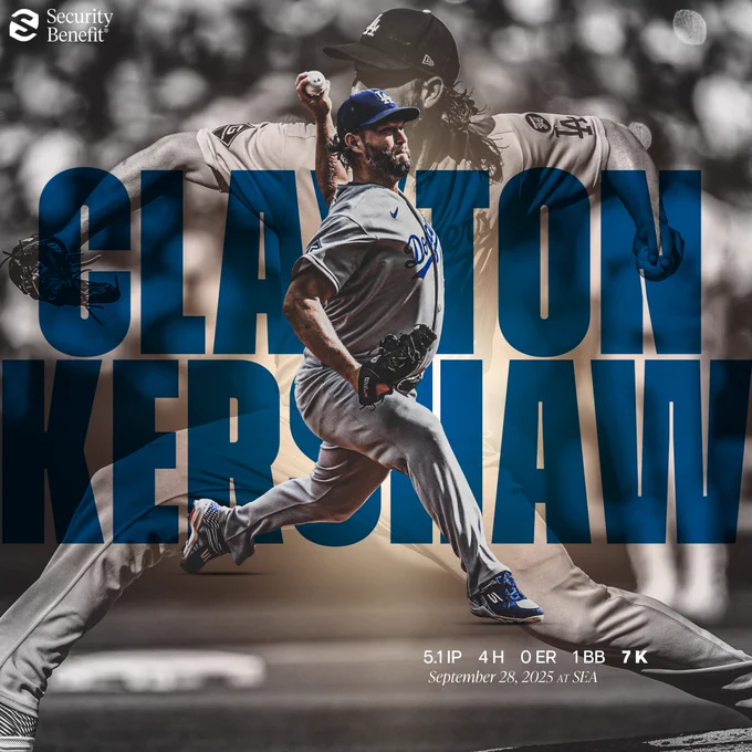 Clayton Kershaw's final line: 5.1 IP, 4 H, 0 ER, 1 BB, 7 K