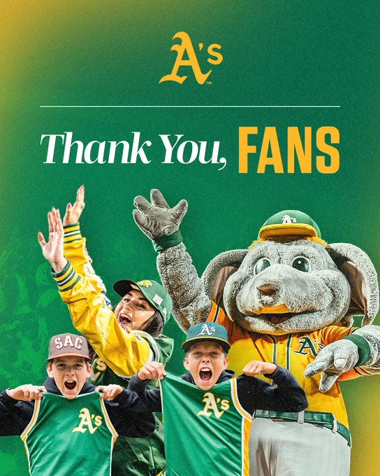 A Green & Gold graphic that reads, “Thank You, Fans.”