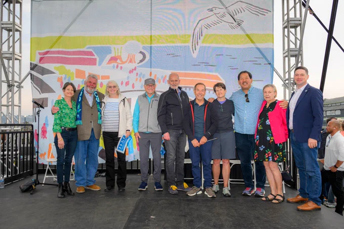 Group photo with Mayor Harrell at the Waterfront Grand Opening Celebration
