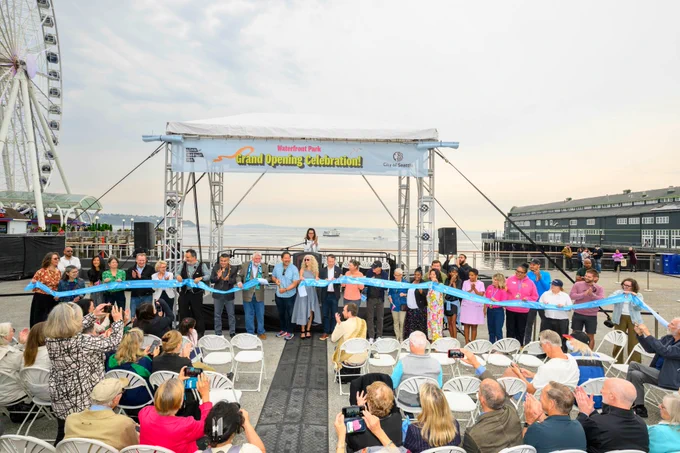Mayor Harrell at the Waterfront Grand Opening Celebration