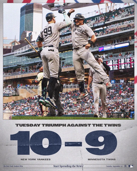 FINAL: Yankees 10, Twins 9. 