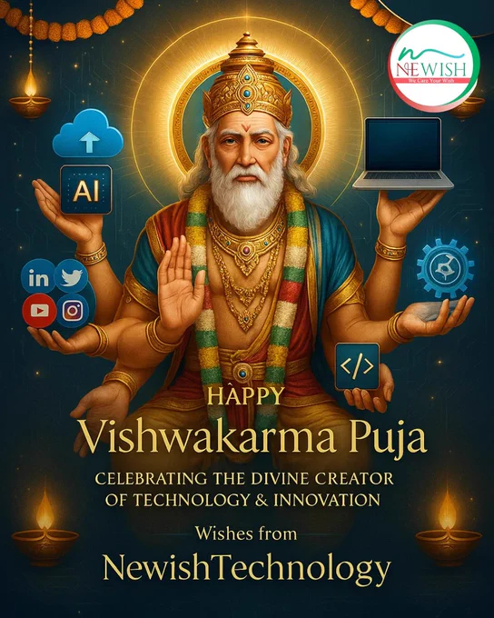 🙏✨ Happy Vishwakarma Puja! ✨🙏

On this auspicious day, we honor Lord Vishwakarma – the divine creator of technology, architecture & innovation.
At NewishTechnology, we celebrate his spirit by building smarter, innovative solutions in AI, Cloud, Web & App Development, and Digital Growth. 🚀

May this day bring creativity, progress, and success to your business and life. 🌟

🌐 www.newishtechnology.com
📩 contact@newishtechnology.com

Wishes from Team NewishTechnology 💙
#HappyVishwakarmaPuja #VishwakarmaPuja2025 #Innovation #Technology #DigitalGrowth #CloudSolutions #WebDevelopment #AI #NewishTechnology #FestivalVibes