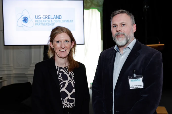 Trinity School of Engineering’s Dr David O’Connell (Right), along with research collaborator Dr Suzanne Higgins from the Agri-Food and Biosciences Institute (AFBI) in Northern Ireland (Left)