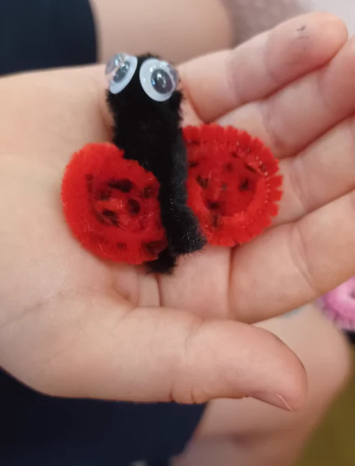Photograph of an insect pipe cleaner craft.