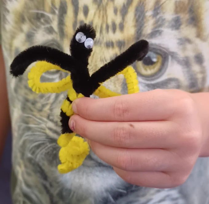 Photograph of an insect pipe cleaner craft.