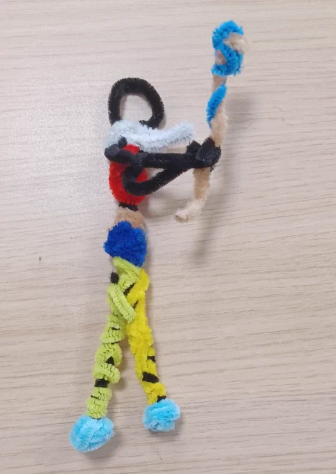 Photograph of a pipe cleaner character crafted at Ash Library
