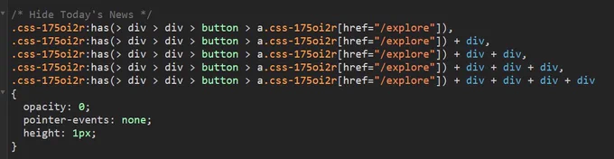 .css-175oi2r:has(> div > div > button > a.css-175oi2r[href="/explore"]), 
.css-175oi2r:has(> div > div > button > a.css-175oi2r[href="/explore"])   div,
.css-175oi2r:has(> div > div > button > a.css-175oi2r[href="/explore"])   div   div,
.css-175oi2r:has(> div > div > button > a.css-175oi2r[href="/explore"])   div   div   div,
.css-175oi2r:has(> div > div > button > a.css-175oi2r[href="/explore"])   div   div   div   div
{
  opacity: 0;
  pointer-events: none;
  height: 1px;
}