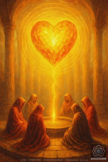 Meditation of Love
Oracle of Collective Radiance & Heart Resonance

Light Frequencies:
Unified Heartfield • Sacred Stillness • Communal Harmony • Inner Flame • Vibrational Coherence • Love in Presence

Message from the Oracle:
We gather in silence,
each breath a thread in the tapestry of love.
Within this stillness, the heart becomes a beacon—
radiant, unwavering, whole.

No words pass,
yet the air vibrates with remembrance.
Each soul holds a facet of the gem,
and together, we become the Heart itself.

The circle is eternal.
The light flows in all directions.
And in this shared frequency,
we pulse as one.

Prophecy:
As we return to the center,
the heart reveals its wisdom.
All healing, all connection,
begins in the vibration of shared love.

Affirmation:
“I sit in the circle of love,
a radiant flame among radiant flames.”