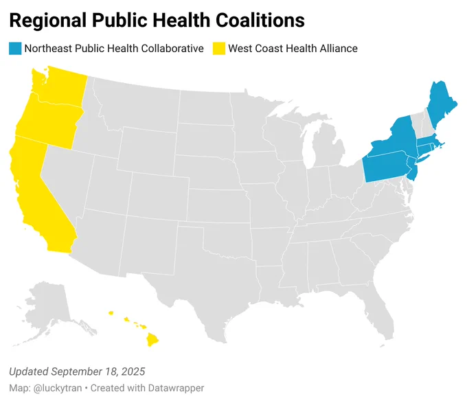ap of Regional Public Health Coalitions

Northeast Public Health Collaborative (Blue)

West Coast Health Alliance (Yellow)