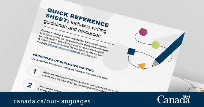 First page of the inclusive writing quick reference sheet. 