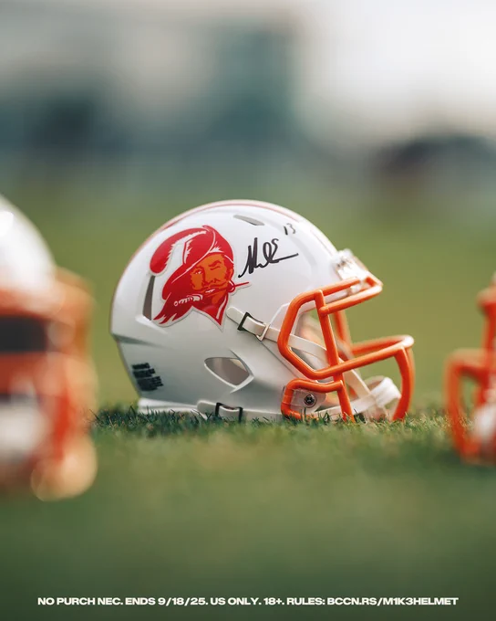 Signed Mike Evans mini Creamsicle helmet