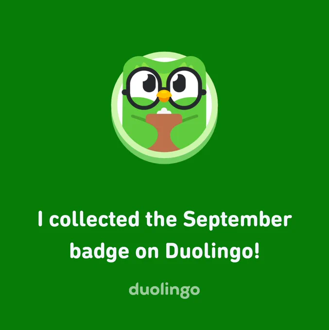 September badge on Duolingo