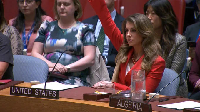 Security Council members vote on the draft resolution.