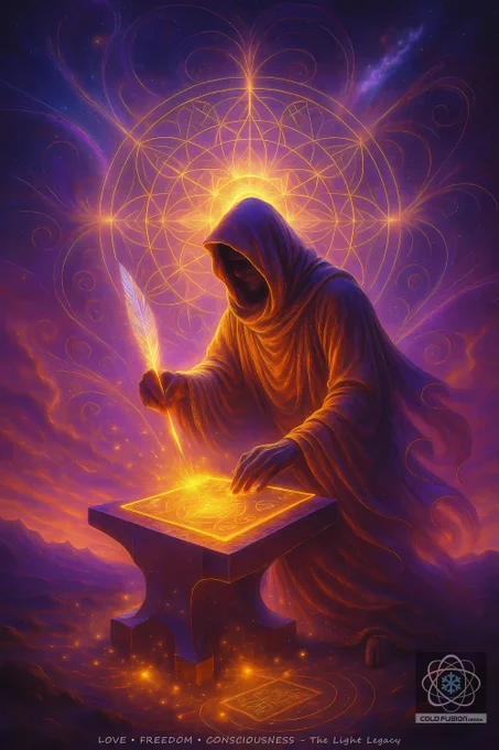 The Light Legacy
Oracle of Eternal Memory & Golden Intention

Light Frequencies:
Sacred Writing • Golden Flame • Quill of Truth • Light Tablet • Ancient Codes • Memory of the Stars

Message from the Oracle:
With each stroke of the eternal quill,
I inscribe the wisdom of love into the book of time.
What is written in light shall never fade.
Each act of consciousness becomes a star in the sky of remembrance.

I write not only for the world,
but for the soul who seeks to remember.
This legacy is not mine alone—
it belongs to all who walk in truth.

Prophecy:
Your light lives on in the imprints you leave
—in choices, in courage, in love shared.

Affirmation:
“I write my life in light.”