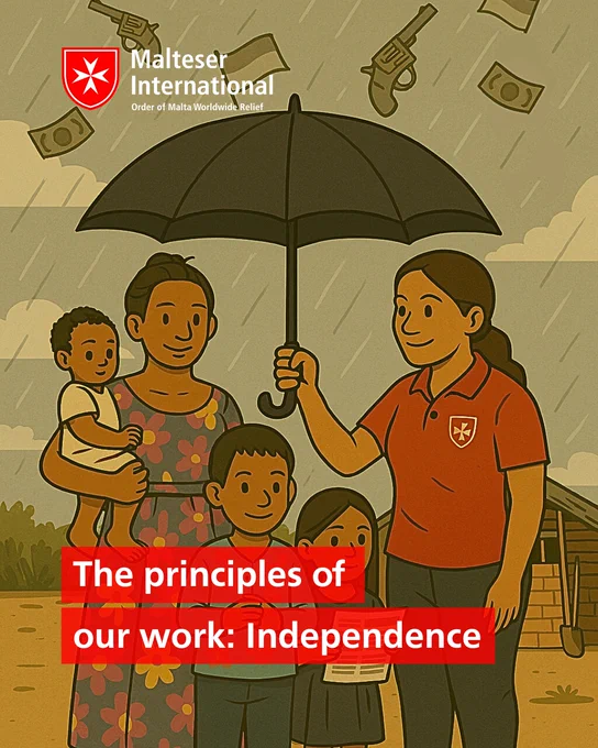 A colombian woman holding a guarding umbrella over a mother with her children