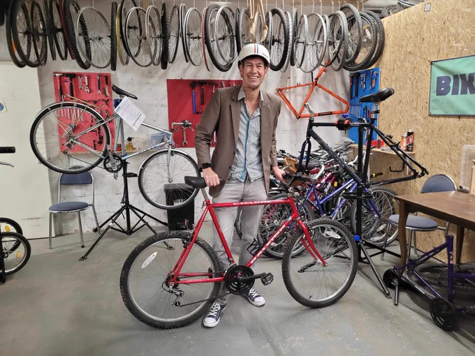 Matt Lamb with a bike