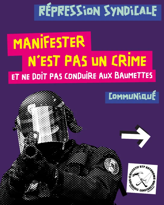Répression syndicale : Manifester n'est pas un crime et ne doit pas conduire aux Baumettes !