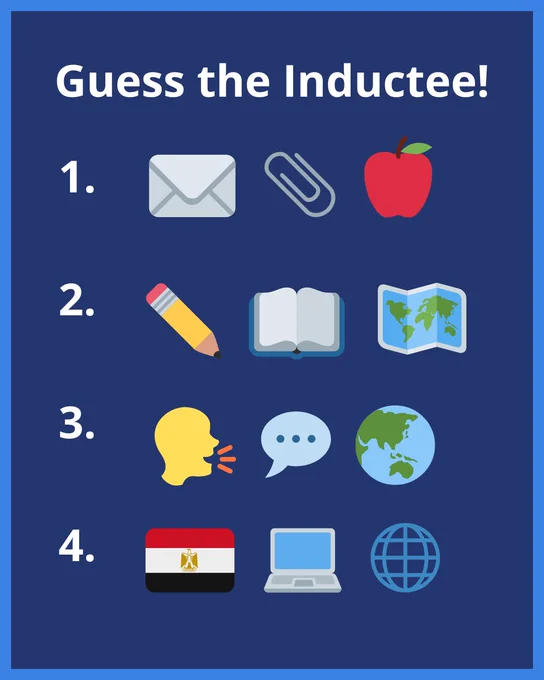 A list of four sequences of emojis with a title that reads: Guess the Inductee!