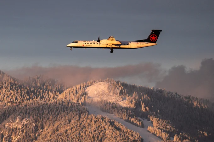 Air Canada aircraft landing at YVR Airport