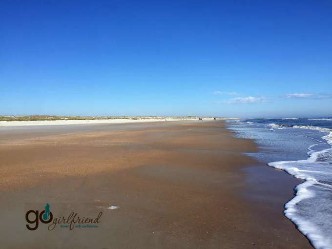 long stretch of beach along Anastasia State Park Beach, St. Augustine, Florida
