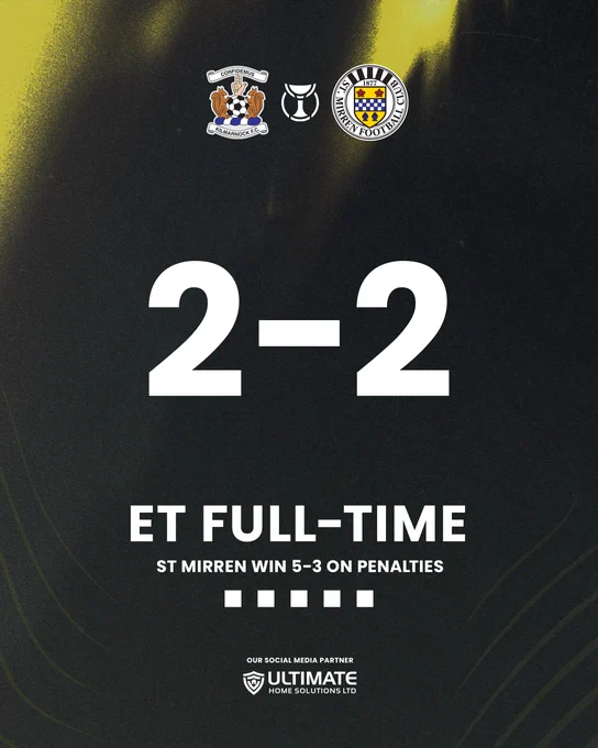 FULL-TIME: St Mirren win 5-3 on penalties.
