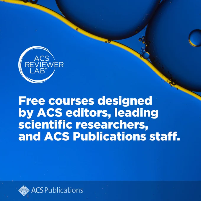 Graphic design with the text: ‘Free Courses Designed by ACS Editors, Leading Scientific Researchers, and ACS Publications Staff'