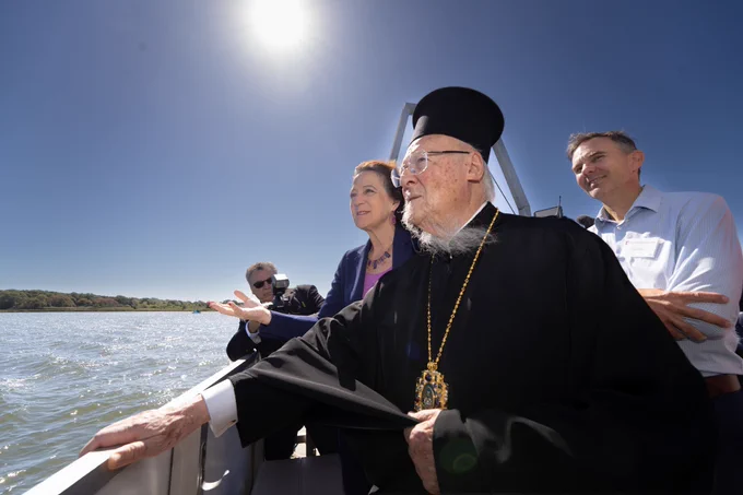 His Holiness, Chris Gobler and me on the boat tour.