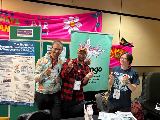 Thibaud, Baptiste, Tom at the Django booth