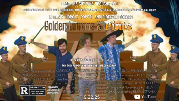 @LittleZ, @HopCaterpie, @MrPoppt1, and @DirectorCogger starring in an @UnderdogsGroup green screen short movie