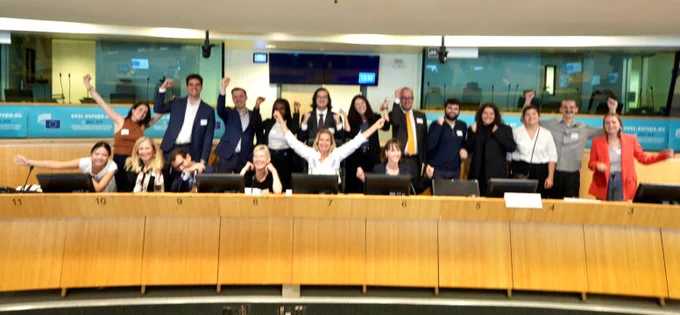 Picture of the #IDDBrussels 2025 organizing Committee. With special thanks to Raquel Bañon, Ewaoluwa Oyewo, Michael Haeslip and to the EESC for hosting our second conference day