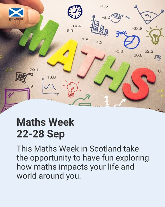 Maths Week 22-28 Sep
This Maths Week in Scotland take the opportunity to have fun exploring how maths impacts your life and world around you. 
