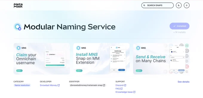 MNS on Metamask Snaps