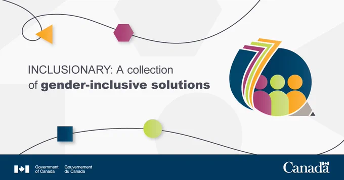 A computer screen with three images around it. The images represent the inclusive writing guidelines and resources; the Inclusionary; and the Guide on Equity, Diversity and Inclusion Terminology, respectively. At the bottom of the screen are three silhouettes in different colours. The text reads as follows: Presentation on the Guidelines for Inclusive Writing and related resources.