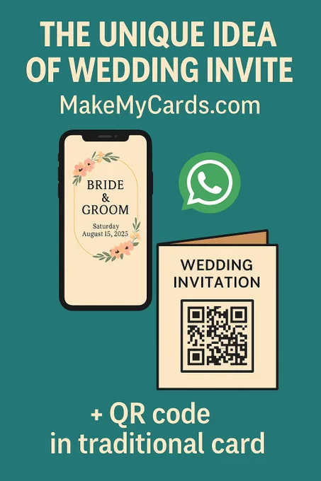 💍 A unique wedding invite idea for 2025!

✅ Create digital invite in 10 mins
✅ Share on WhatsApp
✅ FREE QR code sheet (9 per page)
✅ Insert QR in physical card
📲 Guests scan ➝ Digital invite opens!

👉 www.makemycards.com

#Wedding2025 #DigitalInvite #QRCode #MakeMyCards