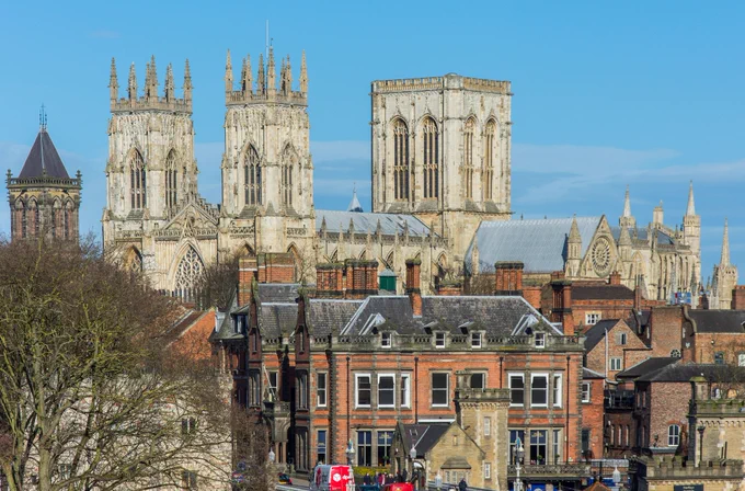 A view of the city of York, including the gothic York Minster cathedral