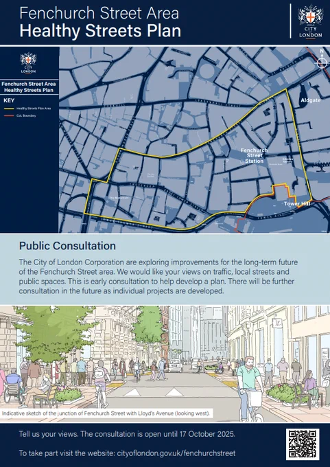 Flyer advertising healthy streets plan for fenchurch st 