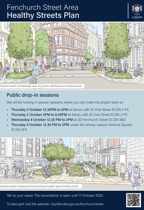 Flyer advertising healthy streets plan for fenchurch st 