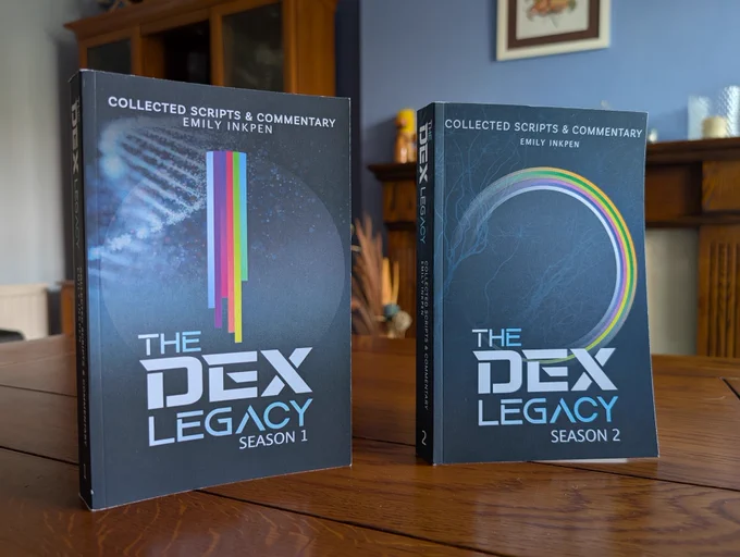 The Dex Legacy Collected Scripts & Commentary books by Emily Inkpen for Seasons 1 & 2 of the show