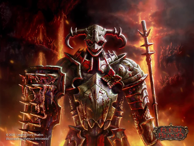 Image showingknight from trading card game flesh and blood painted by the artist Mateusz Wiśniewski