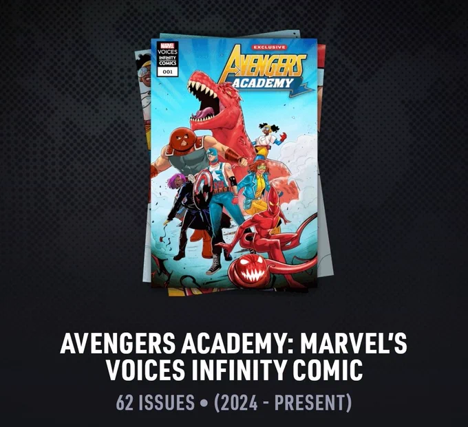 Screenshot from Marvel Unlimited of Avengers Academy: Marvel's Voices Infinity Comic 
62 issues (2024 - Present) 