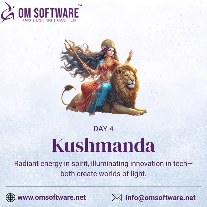 ✨ On Day 4 of Navratri, we honor Goddess Kushmanda – the divine creator, radiating light and energy.
Just like her cosmic power gave birth to the universe, innovation sparks creation in the digital world.
 Let’s light up the tech universe with ideas that inspire and solutions that shine.

🌸 “Let innovation be the divine light of creation.” 🌸
.
.
#Day4 #Navratri2025 #Kushmanda #Innovation #DivineEnergy #OmSoftware