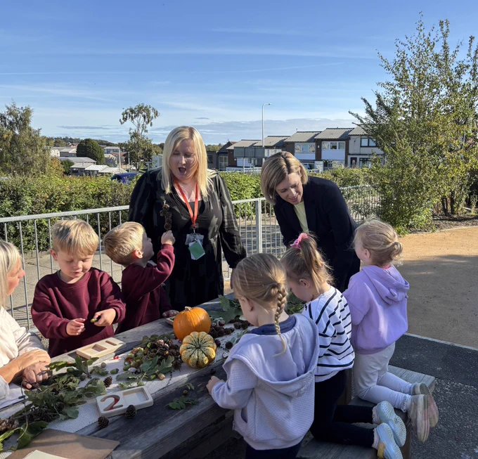 Education Secretary meets staff and pupils at Torbain Primary School.