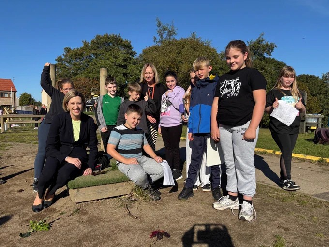 Education Secretary meets staff and pupils at Torbain Primary School.