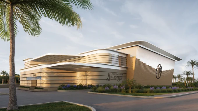 Outside renderings of the Sparks Practice Facility 